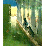 L'ISLE-SUR-LA-SORGUE - COURS VICTOR HUGO - 27 cm x 35 cm - Acrylique sur toile de Michel BECKER
